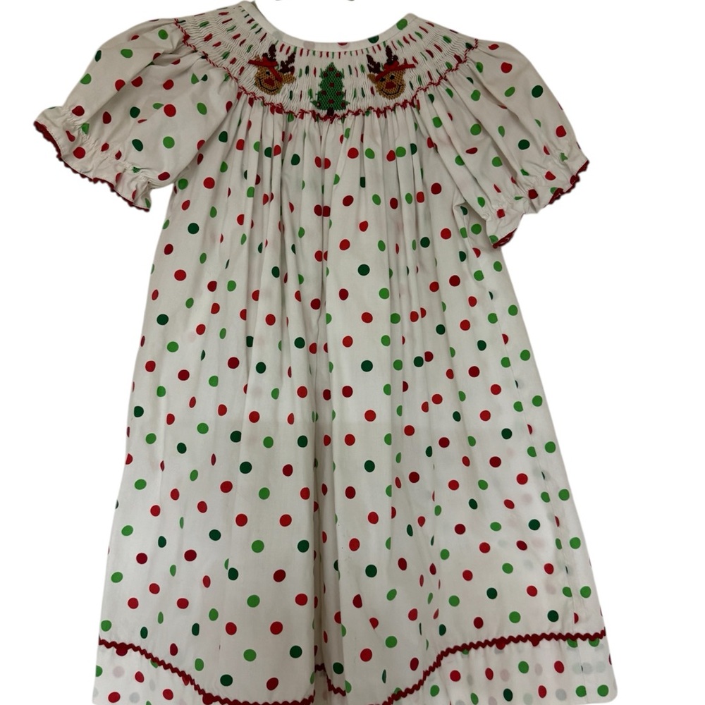 Southern Sunshine polka dot smocked bishop dress